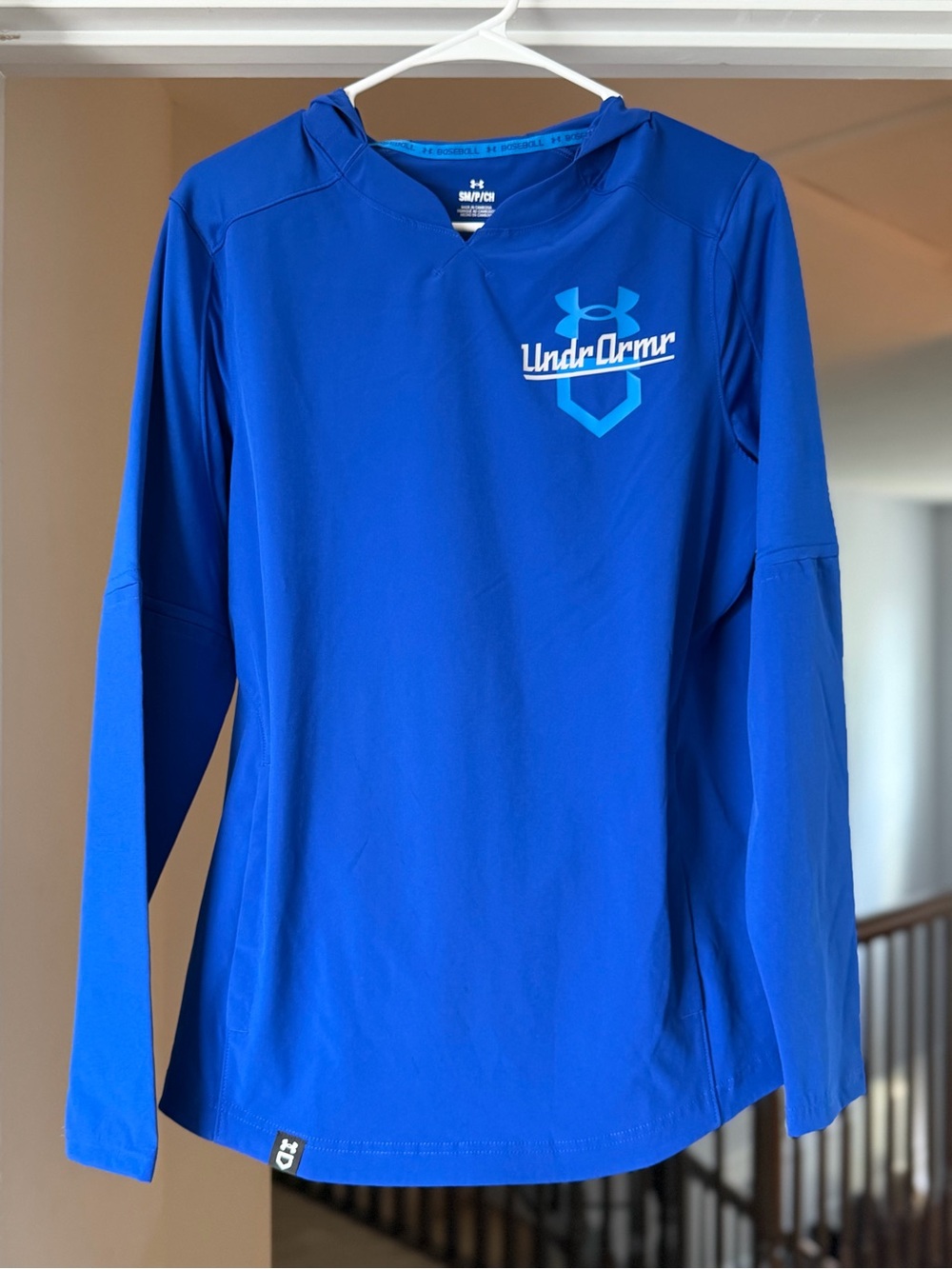 Under Armour Baseball Hoodie Mens Small Blue Lightweight Stretch Pullover